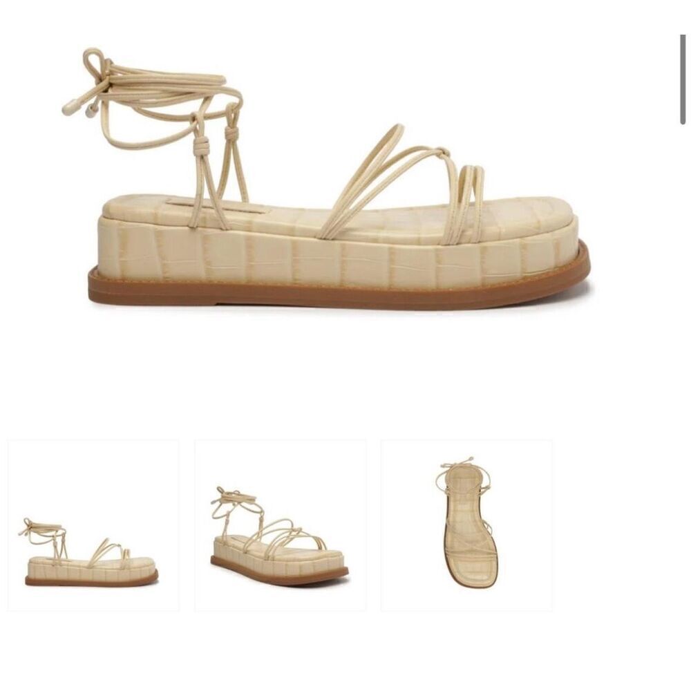 SCHUTZ nwt athena gladiator platform  lace up croc flats sandals- shoes sz 10